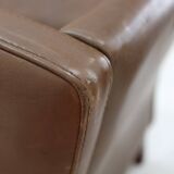 1970s Pair of Brown Leather Armchairs, Denmark