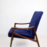 Czech armchair attributed to Jiri Jiroutek in dark blue fabric, 1970s