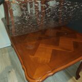 Red wood dining table with 4 chairs