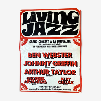 Concert poster Living Jazz La Mutualité 1968