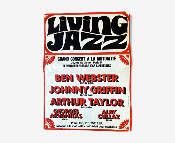 Concert poster Living Jazz La Mutualité 1968