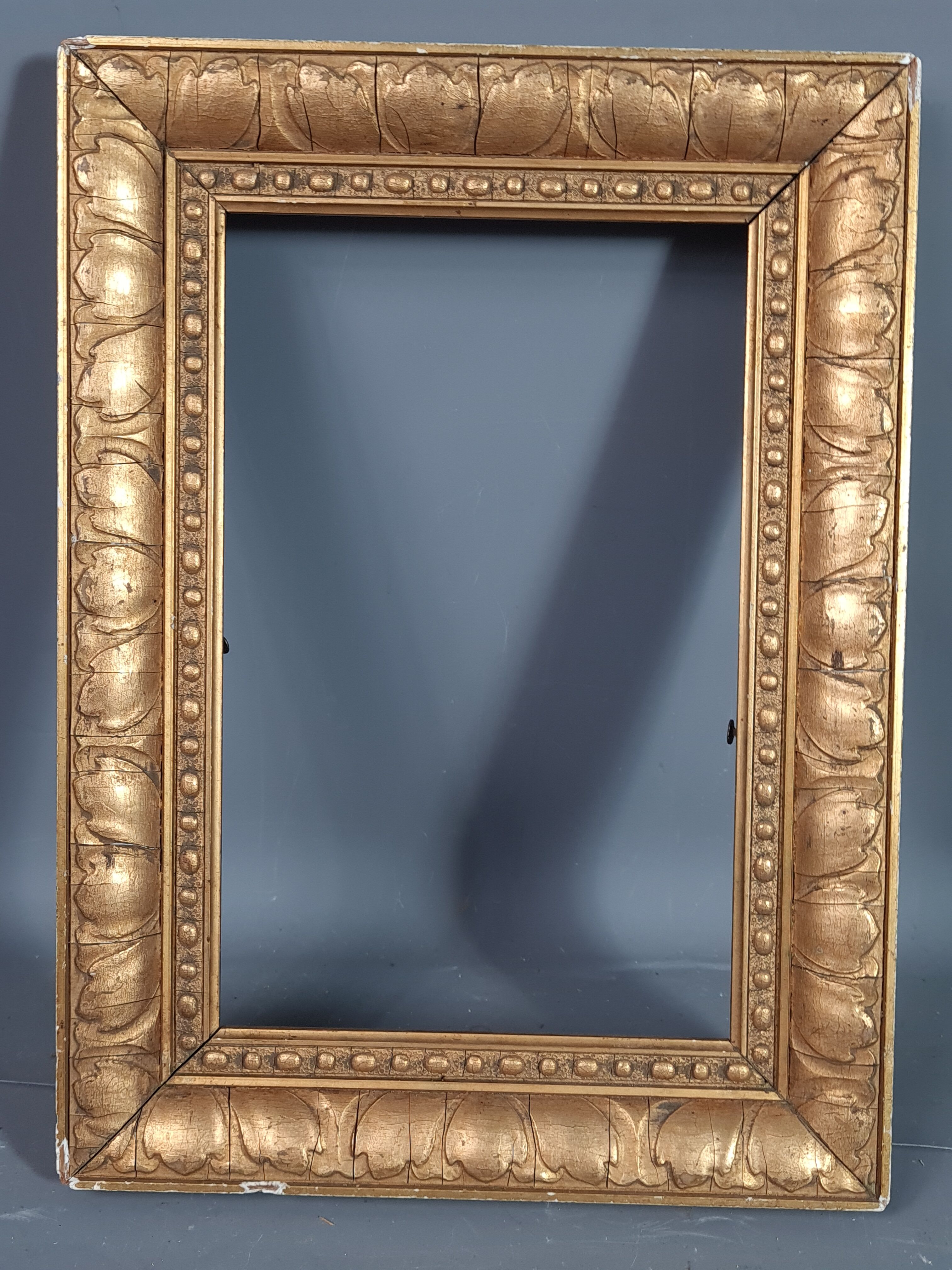 Old frame gilded stucco wood 29.5x21.5 cm, foliage 23.2x15.3 cm
