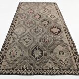 5x9 Cream Brown Handmade Kilim Rug, 151x286Cm
