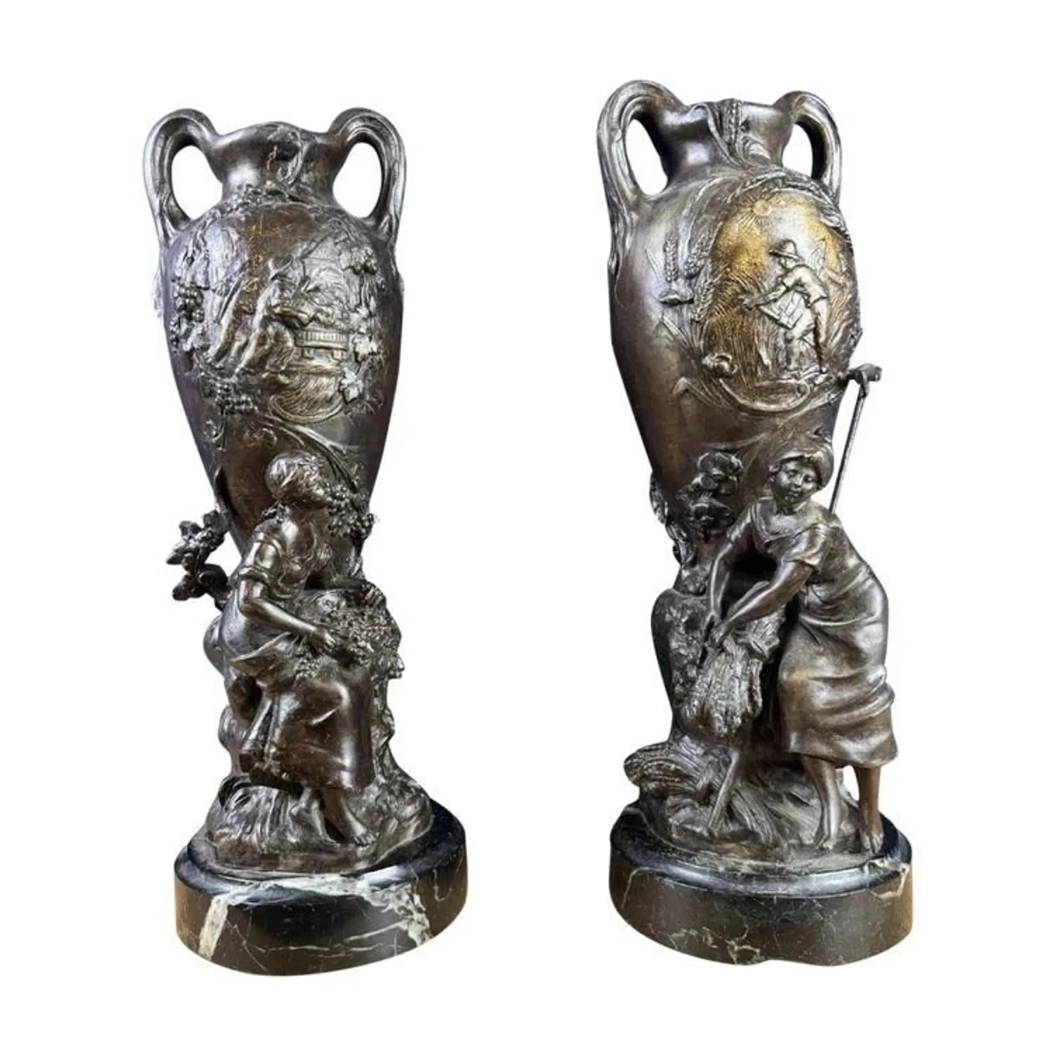 François Moreau: Large pair of vases from the Napoléon III period