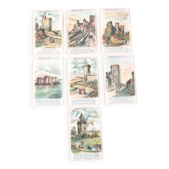 Lot of 7 Chromolithographs Pearls of Japan The Historic Ruins of France