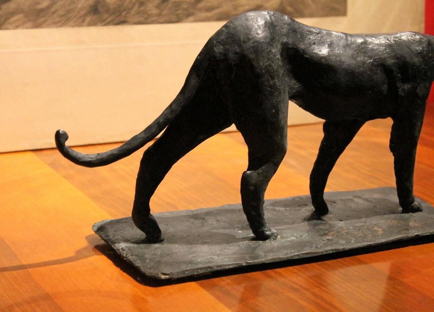 Art Deco Inspired Black Patinated Bronze Leopard Sculpture, 2020