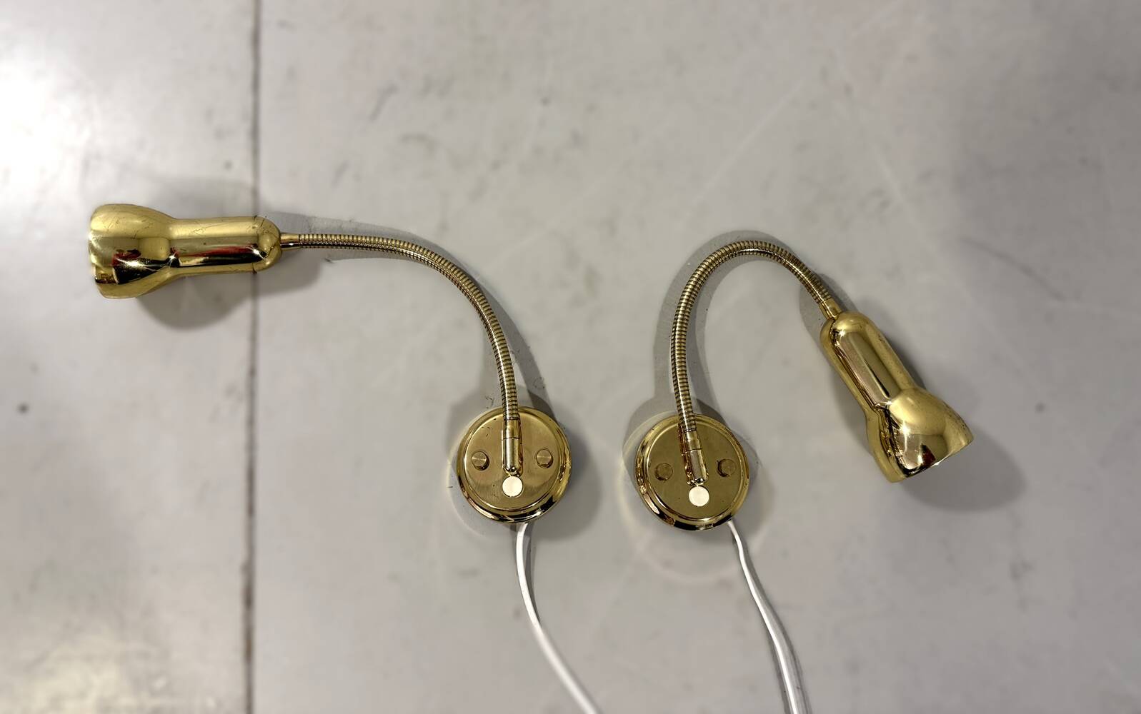 Brass flexible wall lamps, set of 2, 1960’s