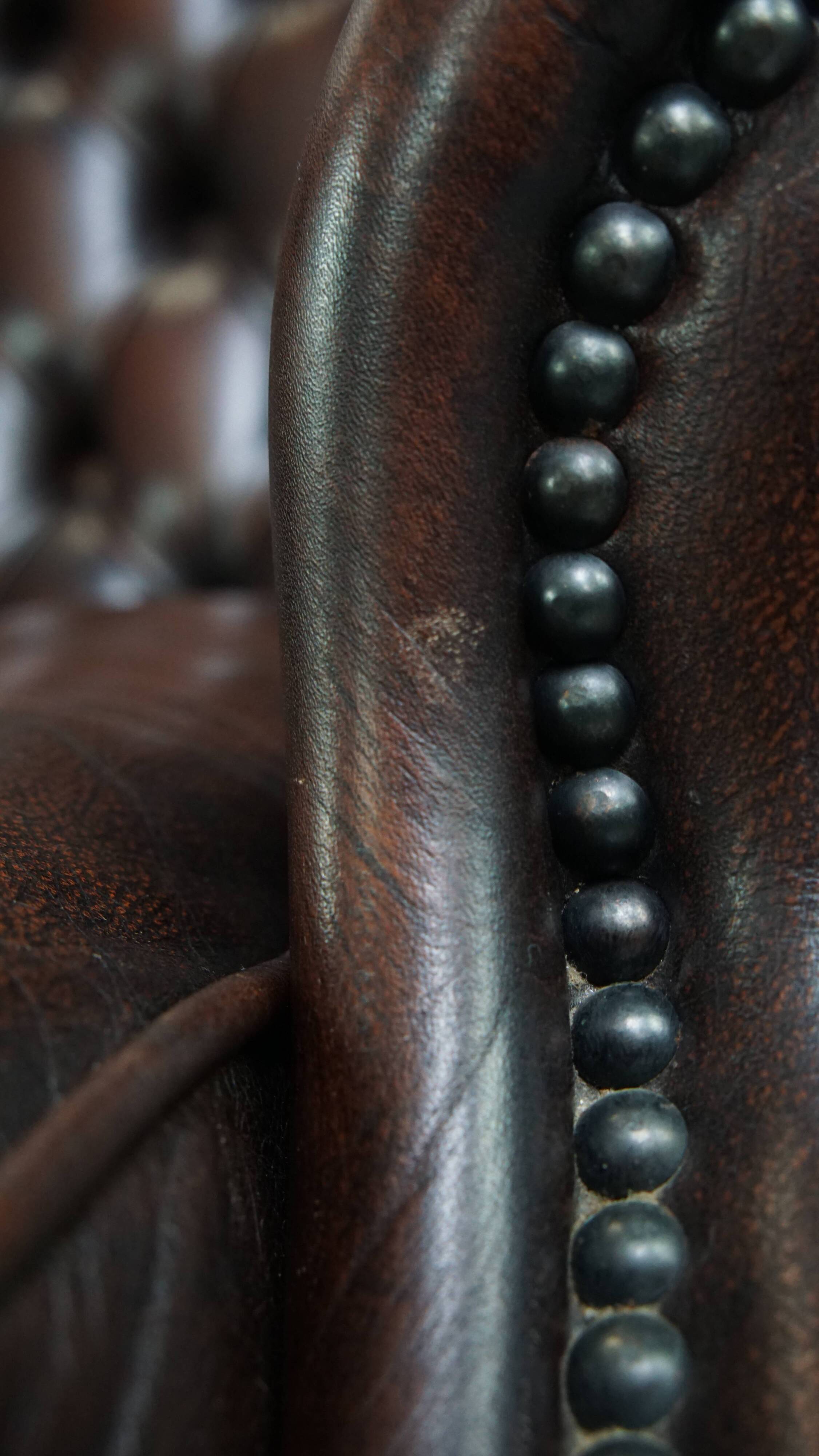Brown Cowhide Leather Chesterfield Wingback Chair