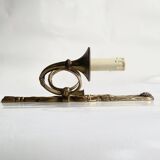 Hunting horn wall light, brass 1950