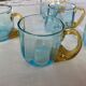 Antique Georges Sand blue and amber liqueur set - 12 glasses and tray