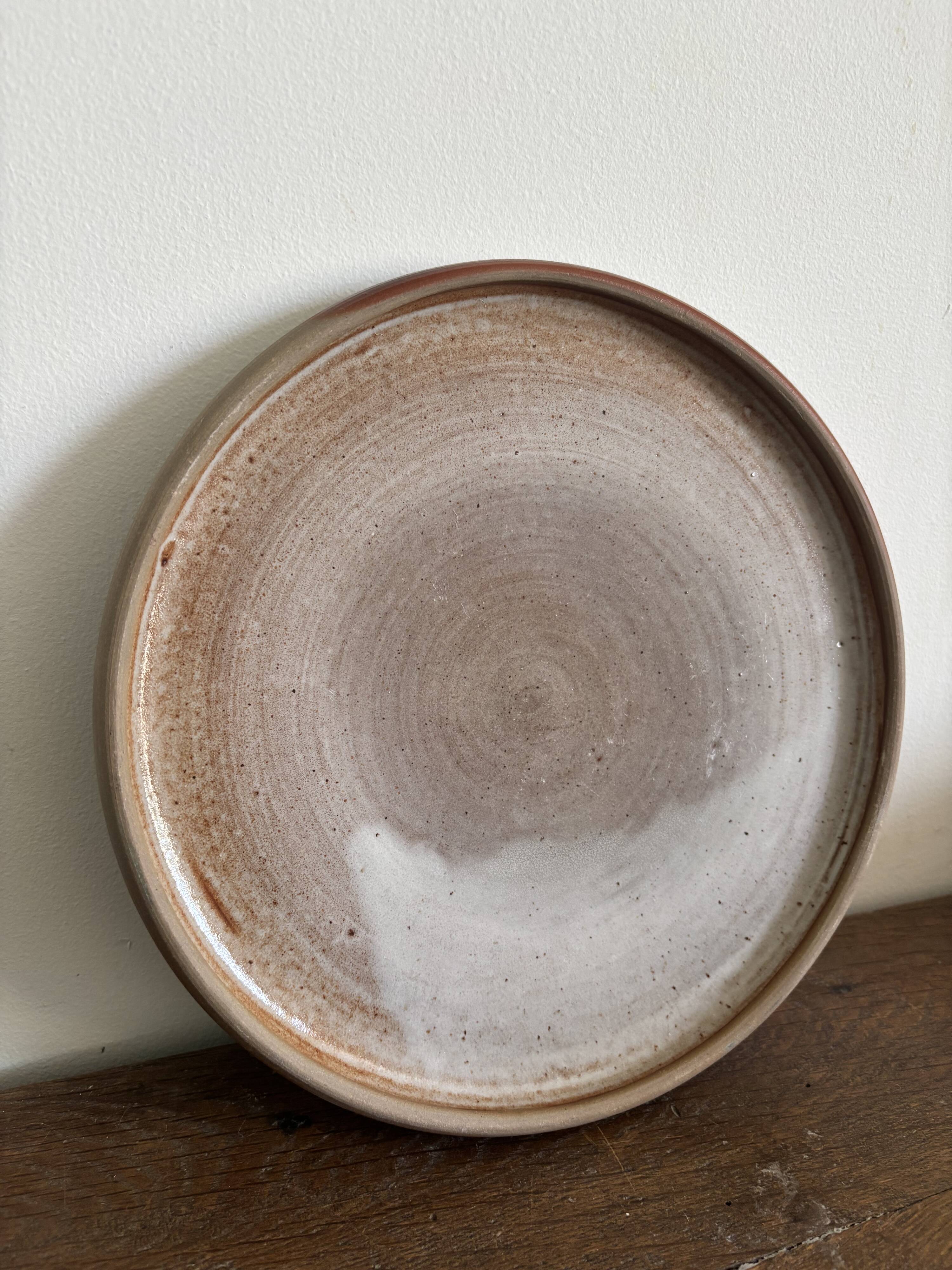 Stoneware plate signed Roger Jacques – Puisaye – vintage ceramics