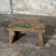 Tabouret d'appoint en teck upcyclé, traces de chromie verte