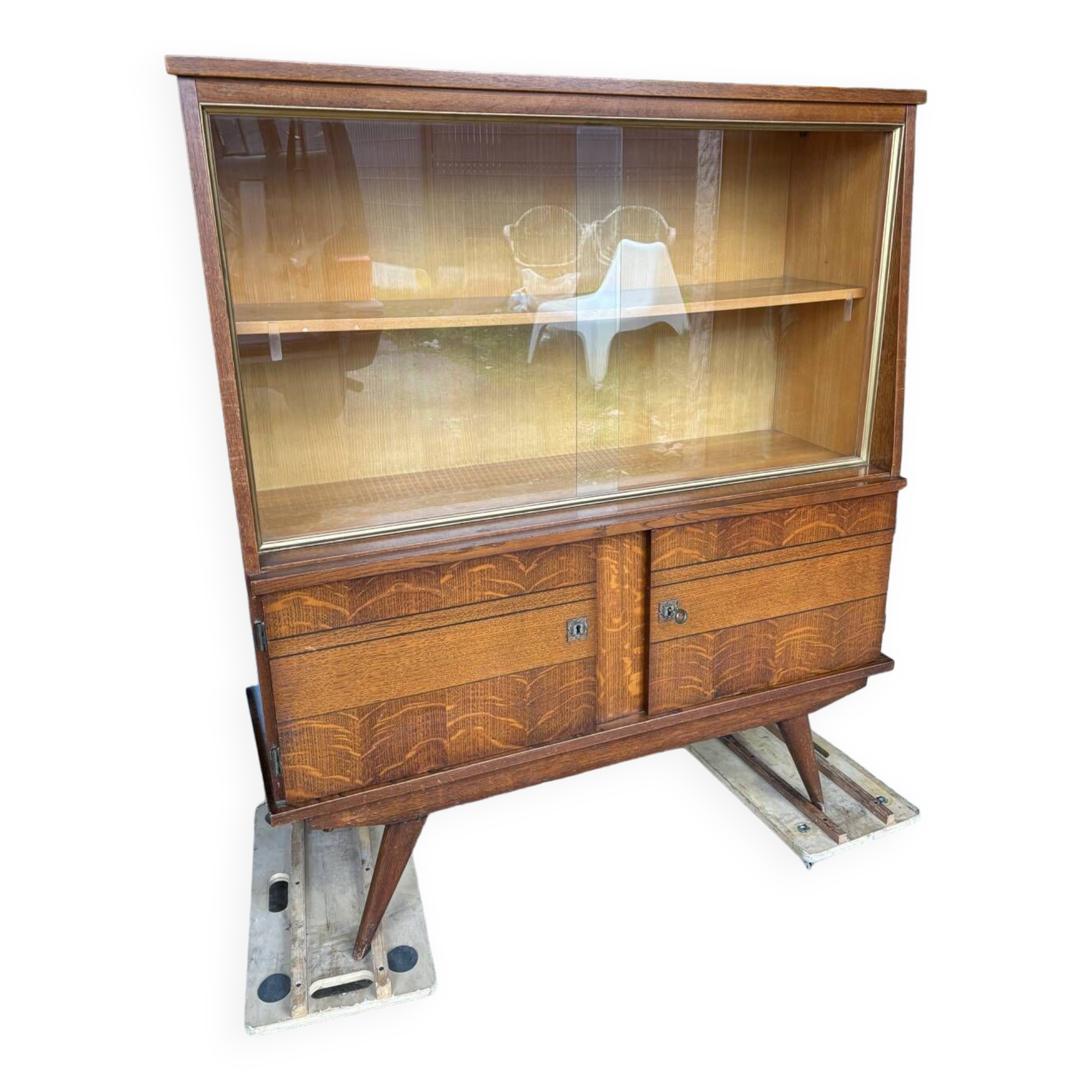 Vintage display cabinet compass legs 1950