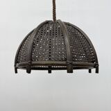 Vintage rattan and webbing hanging lamp 1970s retro