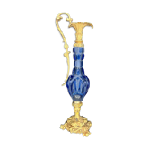 Cut blue crystal jug and gilded bronze, attributed to Baccarat.