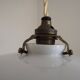 Vintage French Art Deco Opaline Glass Pendant Light Clear Frilled Edge
