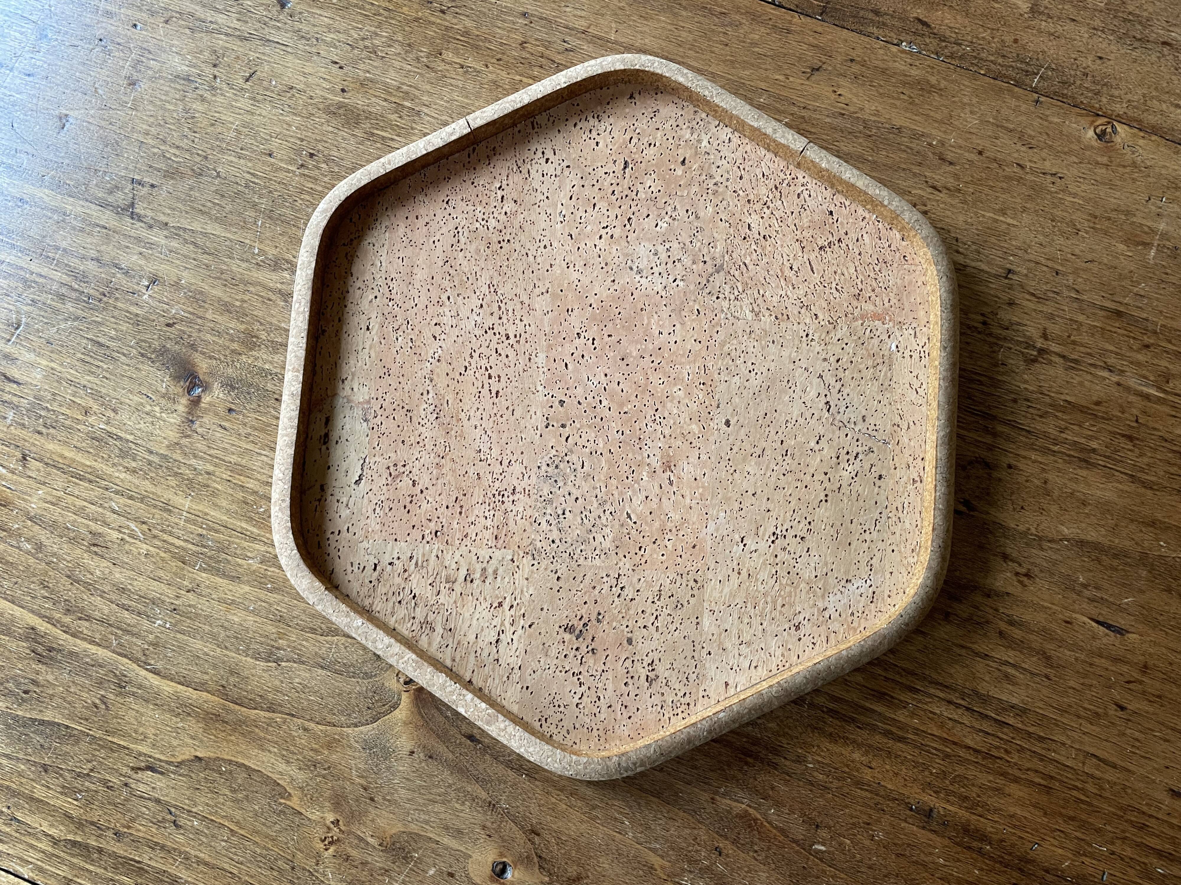 Hexagonal cork tray - vintage