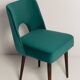 Chaise « shell » en velours crème et bois, Pologne, 1960s