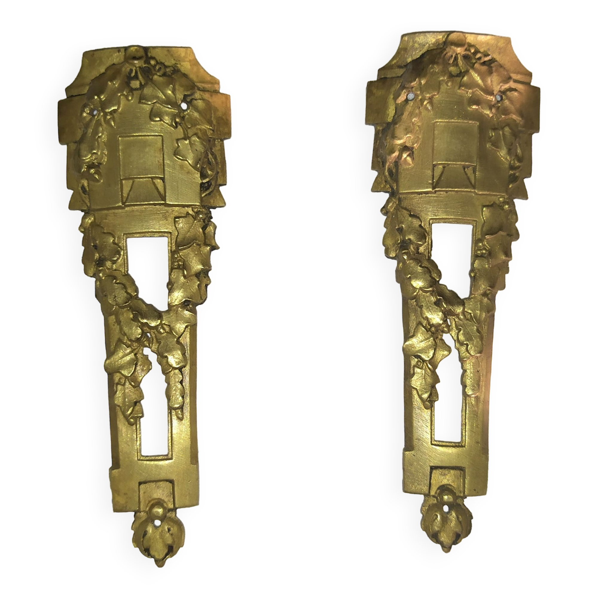 Pair of brass falls ornaments Louis XVI style -Bronze