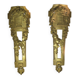Pair of brass falls ornaments Louis XVI style -Bronze