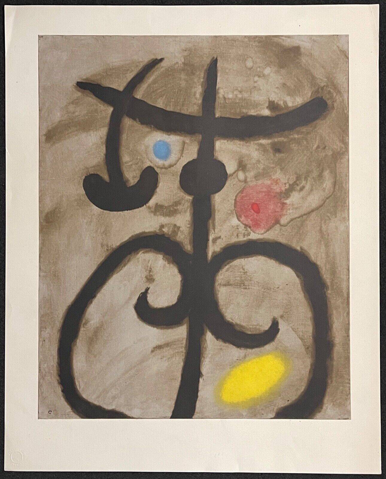 Joan Miro Lithograph “Composition 11” Seated woman 56x45cm 1960 Maeght 1965