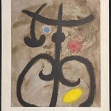 Joan Miro Lithographie « Composition 11 » Femme assise 56x45cm 1960 Maeght 1965