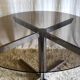 Roche Bobois dining table design chromed metal and smoked glass – 70s