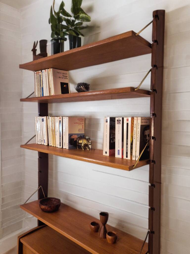 Teak shelving unit, Vintage Scandinavian 1960s