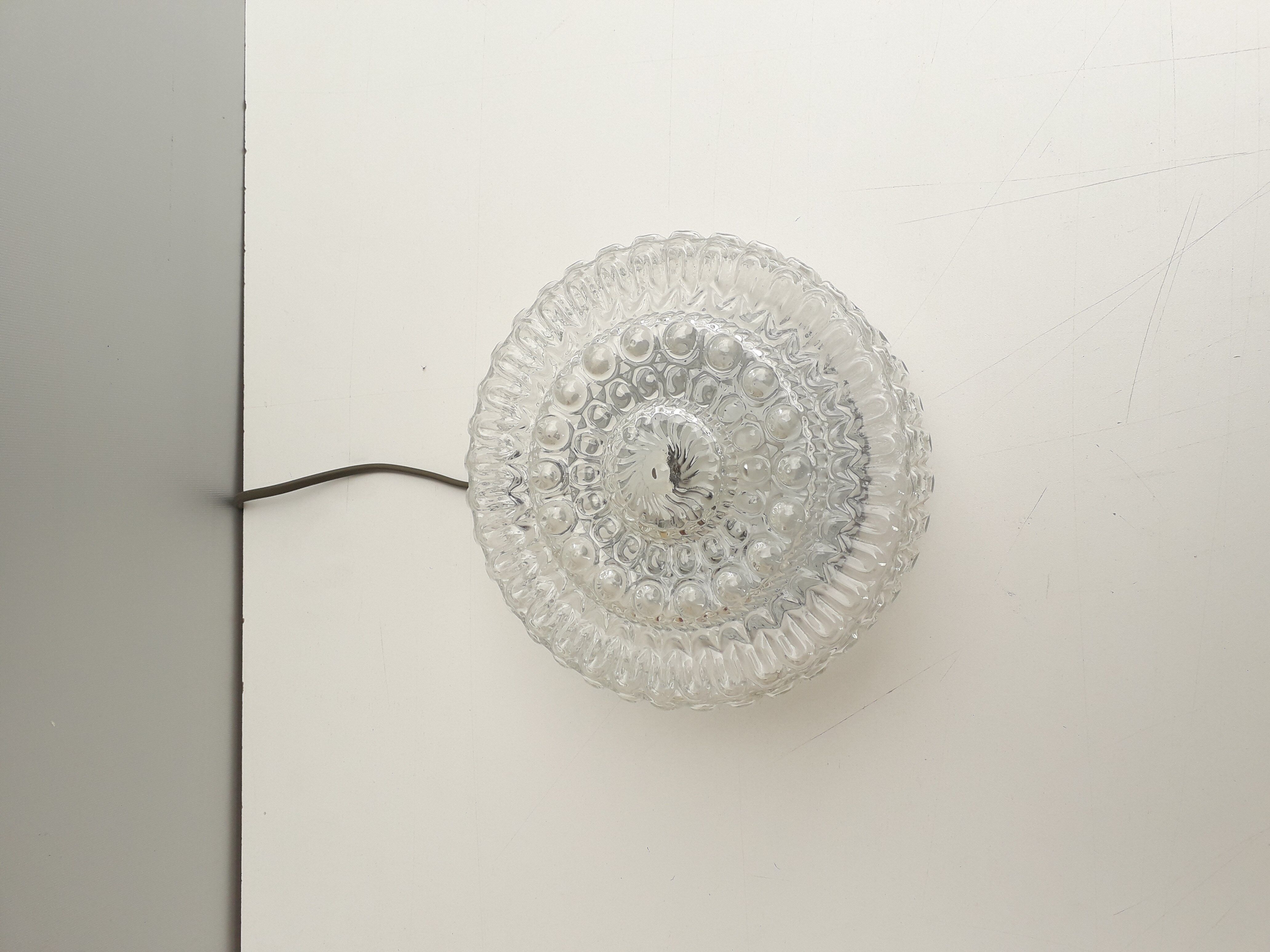 Vintage ceiling lamp / wall lamp - Molded glass - Round shape - 1970