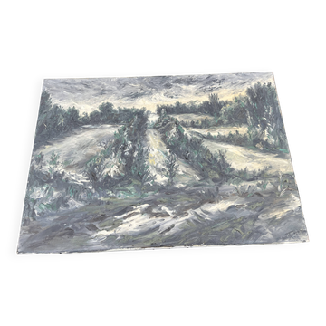 Tableau Paysage expressionniste signé 92 x 65