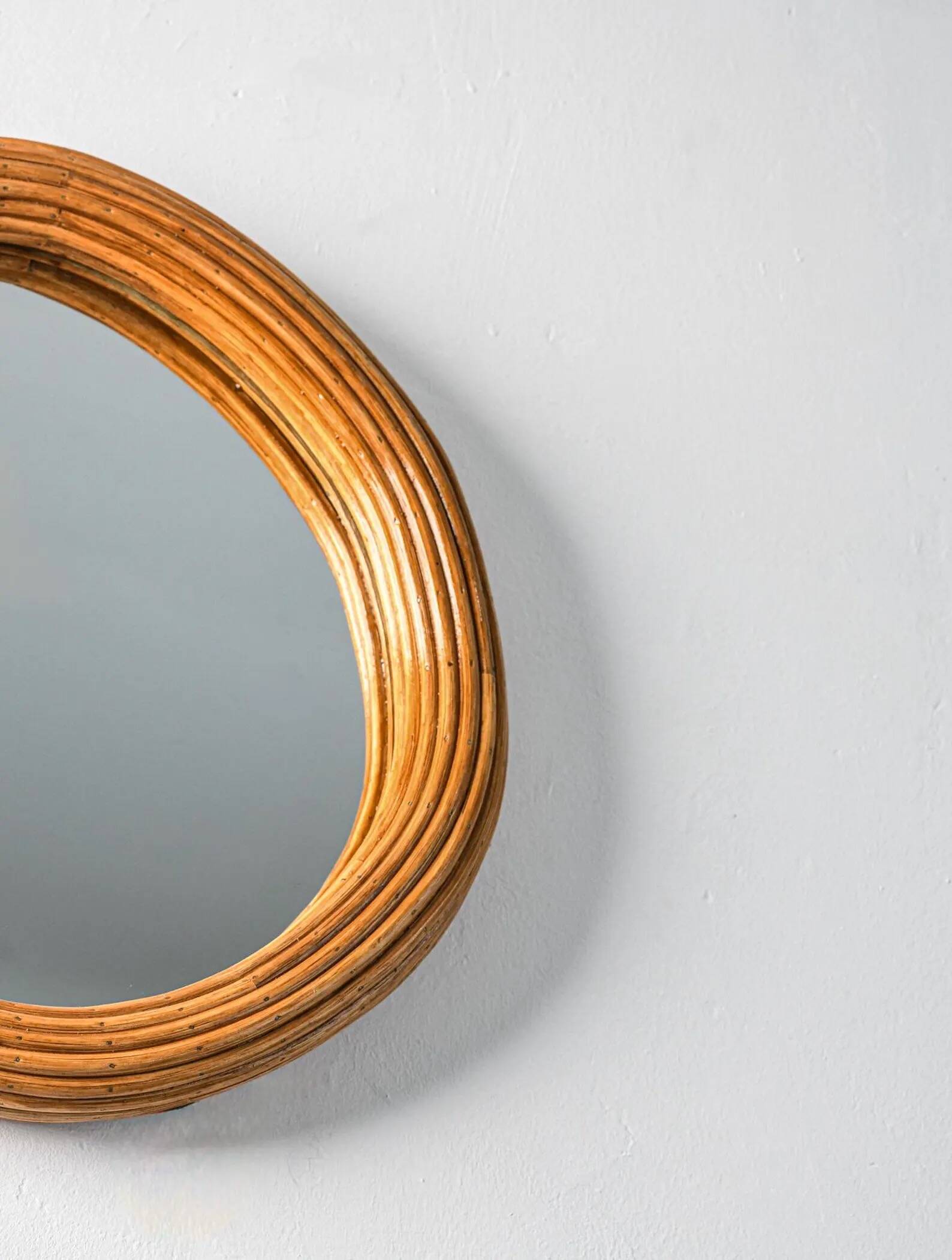 Round Rattan Wall Mirror