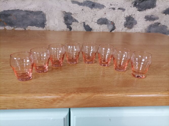 Lot de 8 verres à liqueurs Rosaline vintage