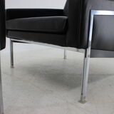 1960s Pair of Steel and Leather Armchairs by Lübke, Germany