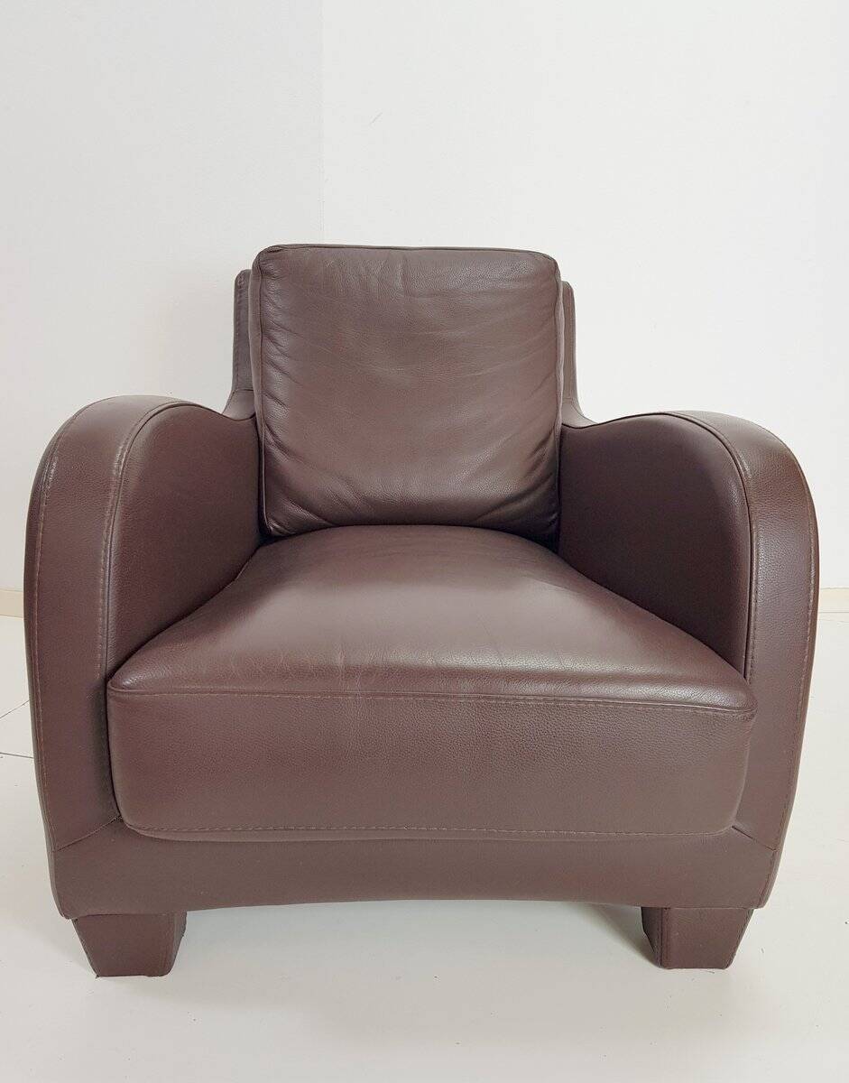 Modern Brown Leather Armchair from Musa Design, Italy, 1990s