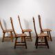De Puydt brutalist dining chairs in solid oak. Circa 1970.