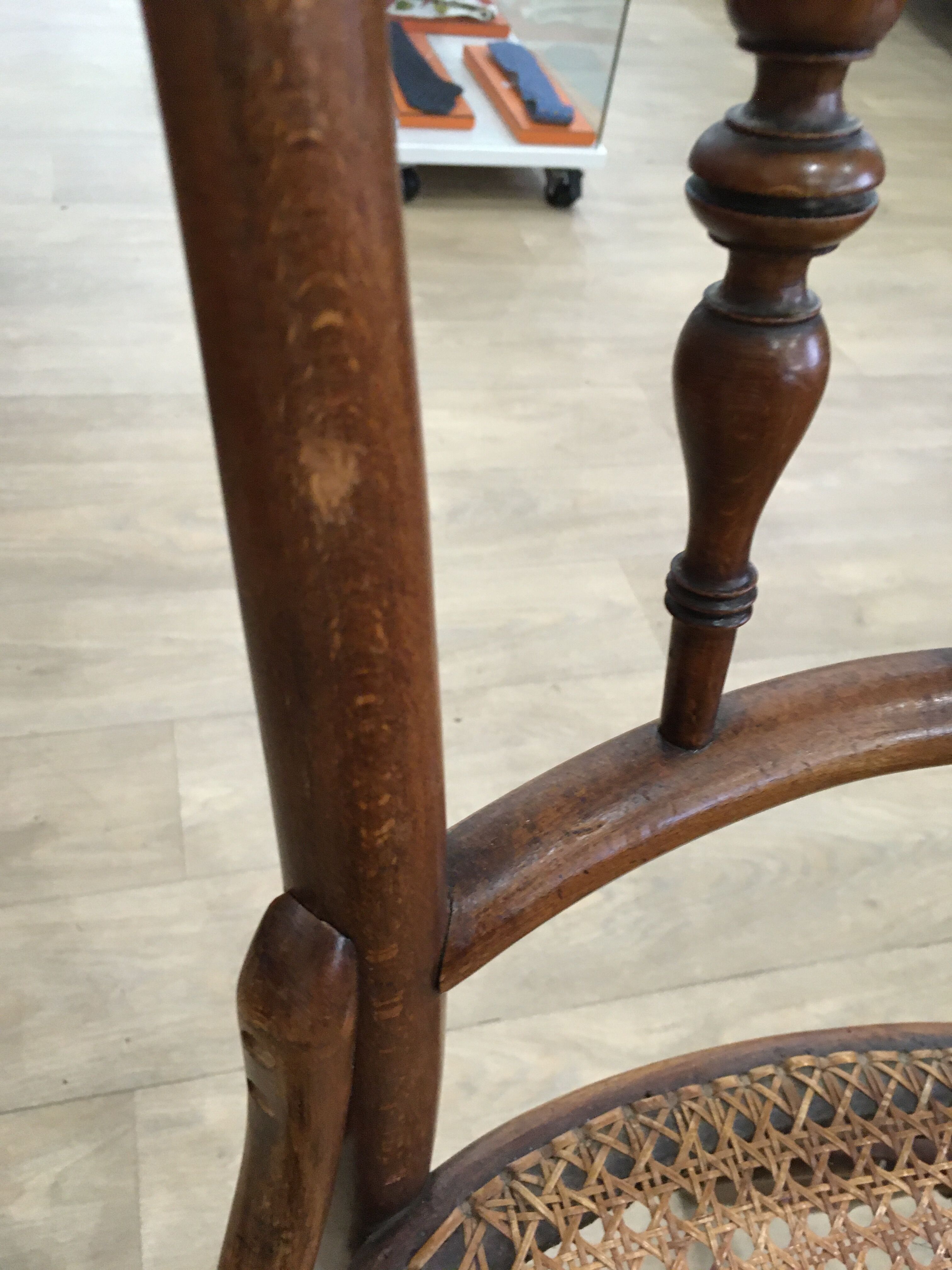 4 old wooden bistro chairs