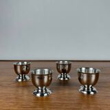 Set of 4 stainless steel egg cups, 1970
