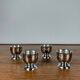 Set of 4 stainless steel egg cups, 1970