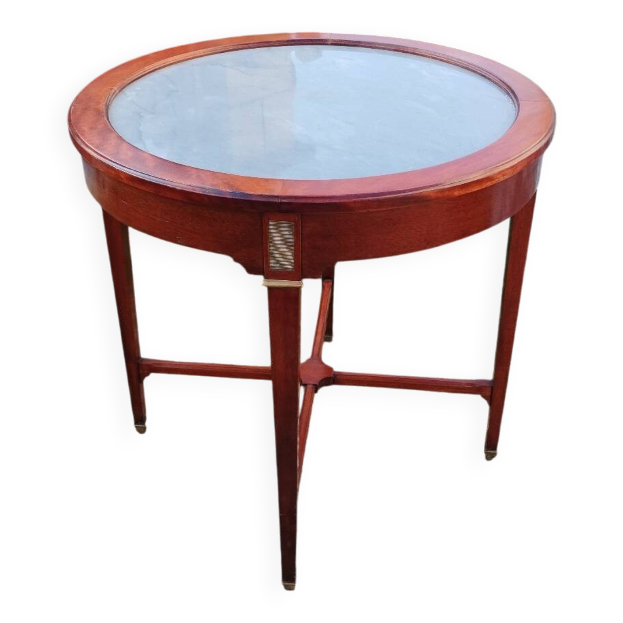 Antique Louis XVI style bouillotte table with marble top