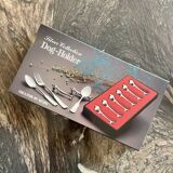 6 silver metal dachshund knife holders