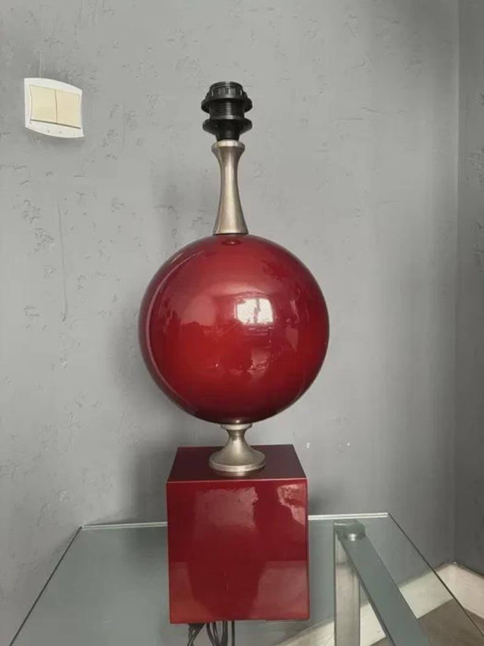 Lamp by Philippe Barbier Vintage 1970s France Burgundy Color