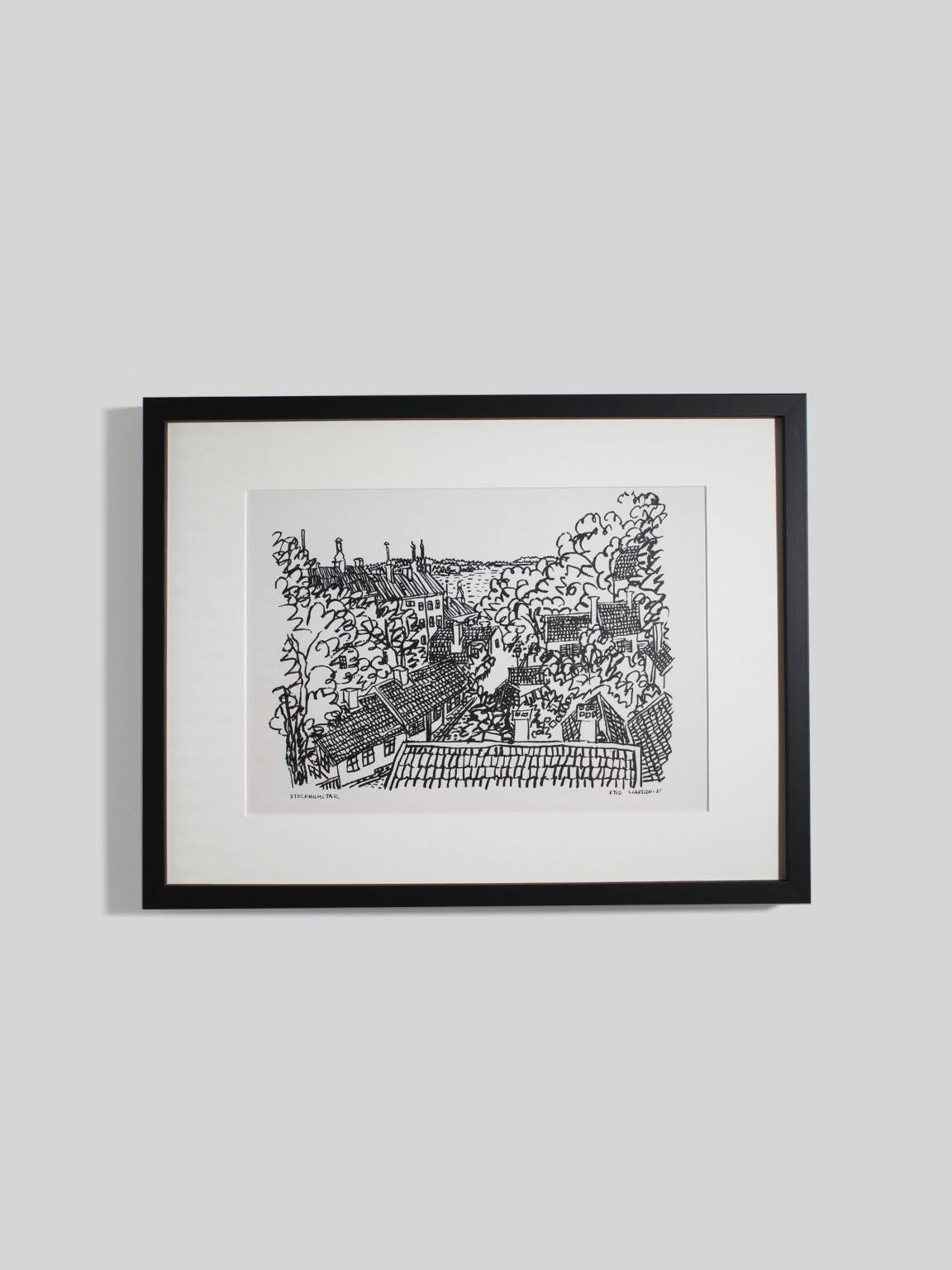 Stig Claesson "Stockholm Roofs" Lithography, 42x32cm, 1981