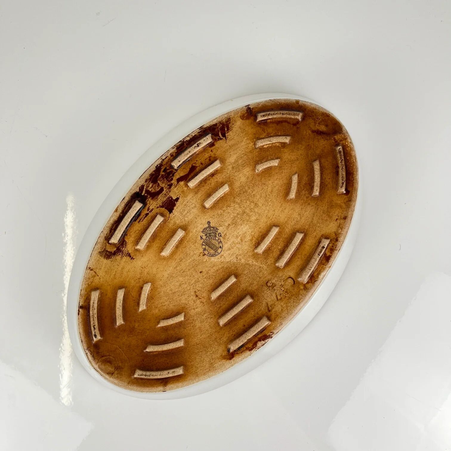 Culinary dish (for oven), Réverbère model by KG Lunéville, tulip pattern.