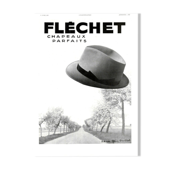 Affiche vintage années 30 Chapeau Fléchet