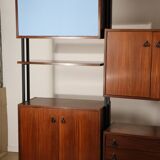 Vintage Italian bookcase in wood and metal, 1960