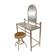 Coiffeuse vanity vintage en laiton avec tabouret