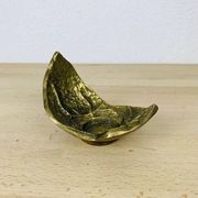 Golden brass leaf candlestick, organic style, vintage
