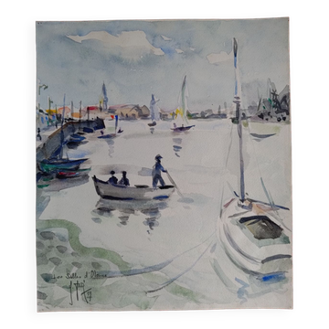 Gouache Les sables d'olonne