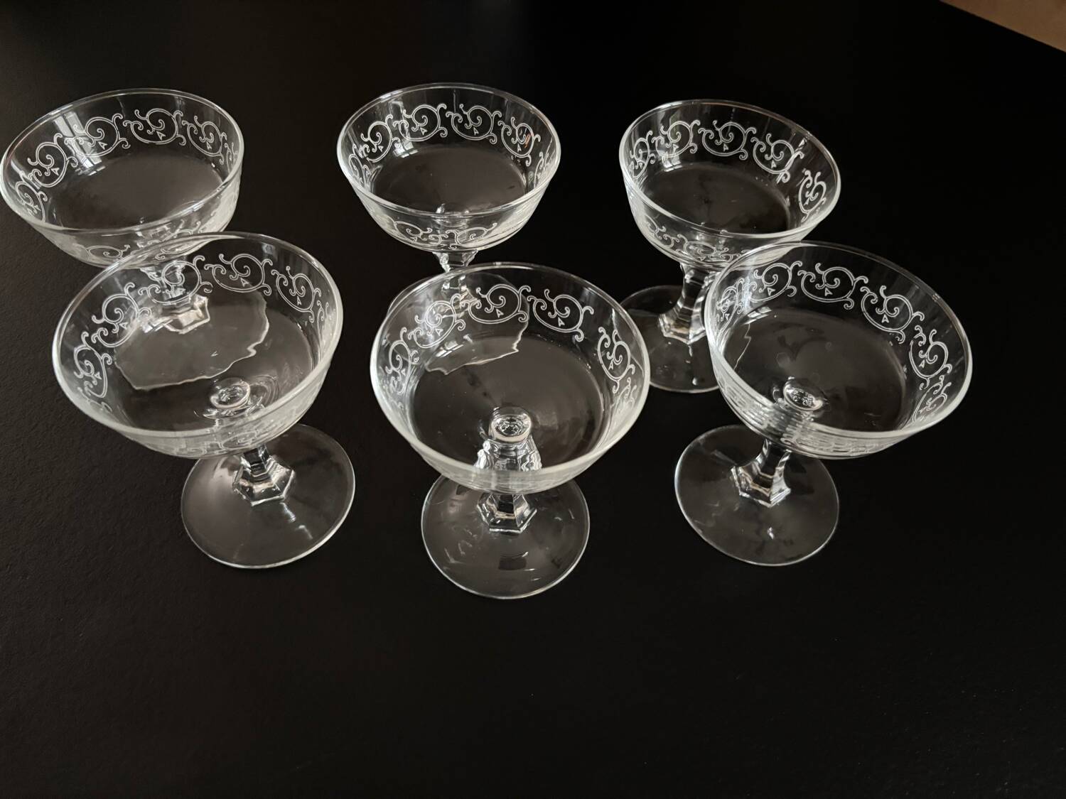 6 Art deco champagne glass France
