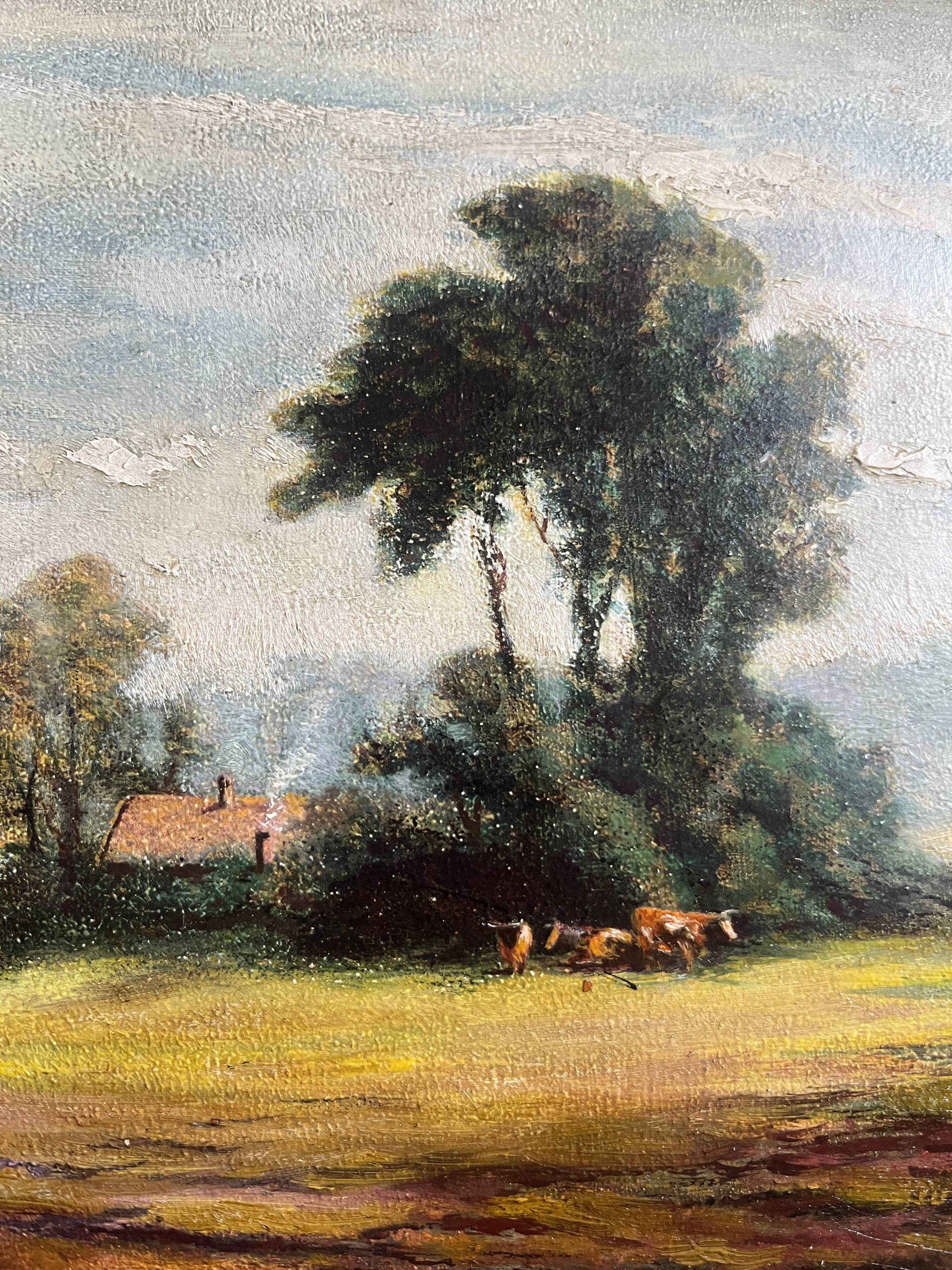 Painting hsp james emery (1819-1899) countryside england fudbury cornard